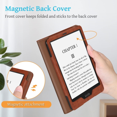 Stand Case for 6.8" Kindle Paperwhite and Kindle Paperwhite Signature Edition - Premium PU Leather Sleeve Cover with Card Slot and Hand Strap
