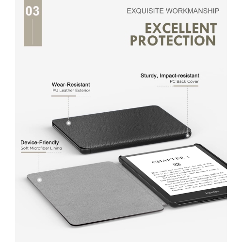 Étui protecteur pour Kindle Paperwhite et Kindle Paperwhite Signature Edition, étui-coque léger avec fonction Auto Wake/Sleep pour Kindle Paperwhite