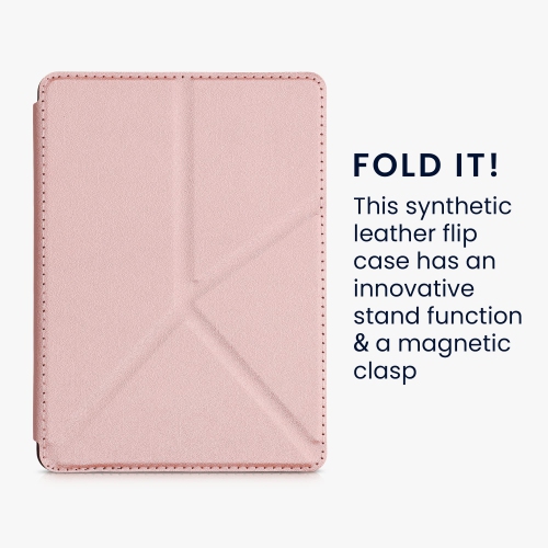 Origami Case Compatible with Amazon Kindle Paperwhite 11. Generation 2022 - Case Ultra Slim Fit PU Leather Cover with Stand - Rose Gold