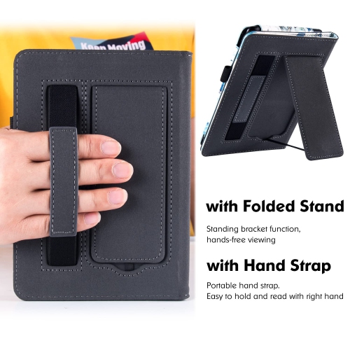 Stand Case for Kindle Paperwhite 11th Generation and Kindle Paperwhite Signature Edition - PU Leather Sleeve Cover with Hand Strap/Auto Sleep/Wake