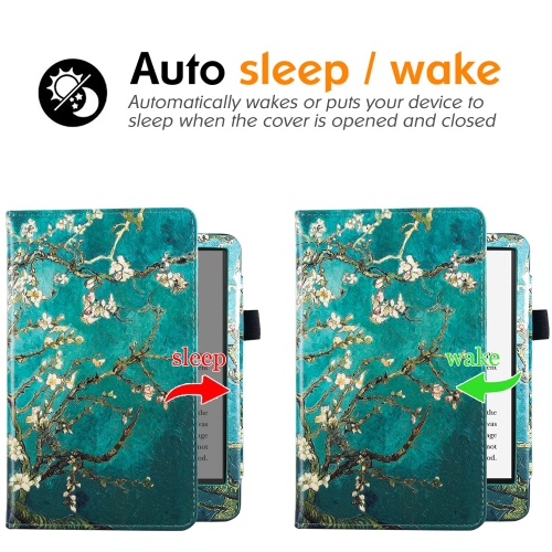 Stand Case for Kindle Paperwhite 11th Generation and Kindle Paperwhite Signature Edition - PU Leather Sleeve Cover with Hand Strap/Auto Sleep/Wake