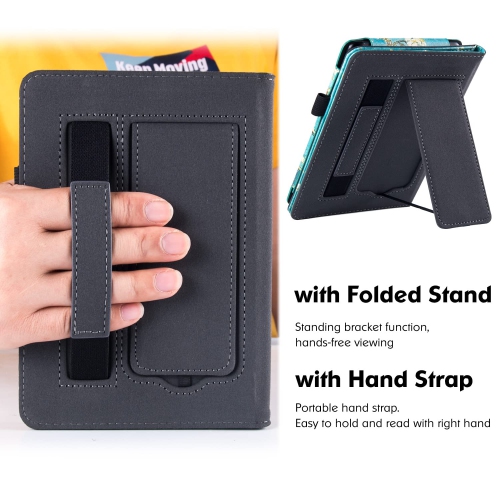 Stand Case for Kindle Paperwhite 11th Generation and Kindle Paperwhite Signature Edition - PU Leather Sleeve Cover with Hand Strap/Auto Sleep/Wake