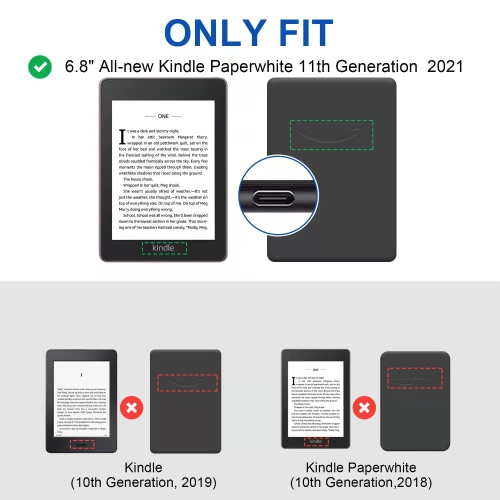 Étui pour Kindle Paperwhite de 11e génération de 6.8 po et Kindle Paperwhite Signature Edition 2021 - nouvel étui protecteur en cuir pu, housse
