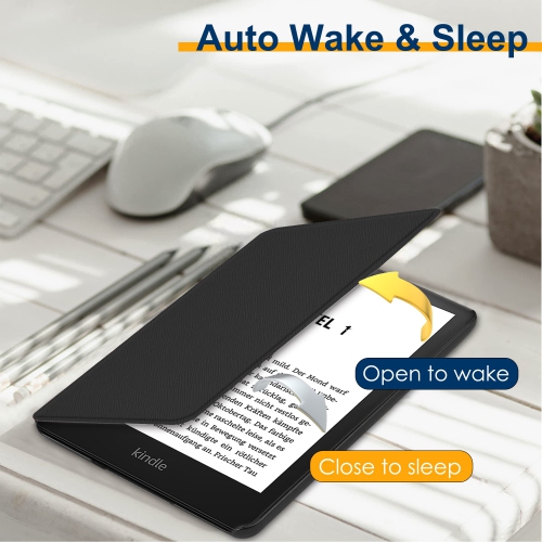 Étui pour Kindle Paperwhite de 11e génération de 6.8 po et Kindle Paperwhite Signature Edition 2021 - nouvel étui protecteur en cuir pu, housse
