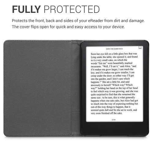 Case Compatible with Amazon Kindle Paperwhite 11. Generation 2022 - PU Leather and Canvas e-Reader Cover - Anthracite / Black