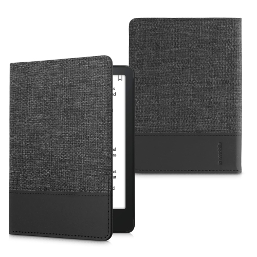 Case Compatible with Amazon Kindle Paperwhite 11. Generation 2022 - PU Leather and Canvas e-Reader Cover - Anthracite / Black