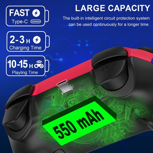 Switch Controller - Wireless Switch Pro Controller for Nintendo Switch/Switch Lite/Switch OLED with 3 Levels Turbo Function, 4 Levels Adjustable