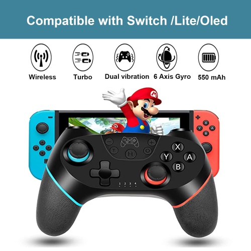Wireless Pro Controller Compatible for Nintendo Switch, Bluetooth Switch Pro Controller Gampad Joypad ,PC Controller Supports Gyro Axis Turbo and
