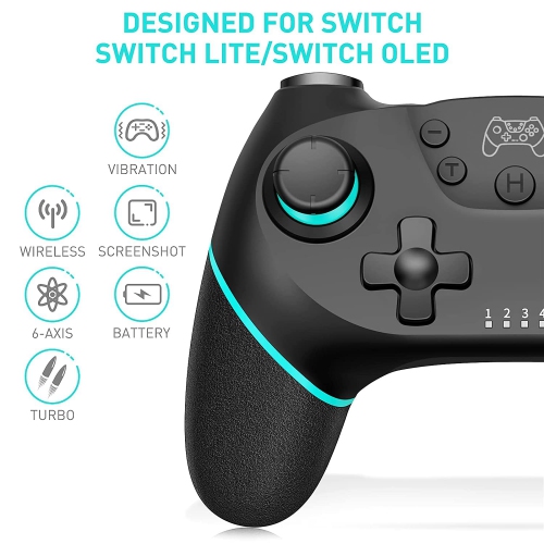 Wireless Switch Controller for N-Switch/Switch Lite/Switch OLED, Switch Pro Controller Wireless with Wake-Up, Ergonomic Non-Slip, Turbo, Motion,