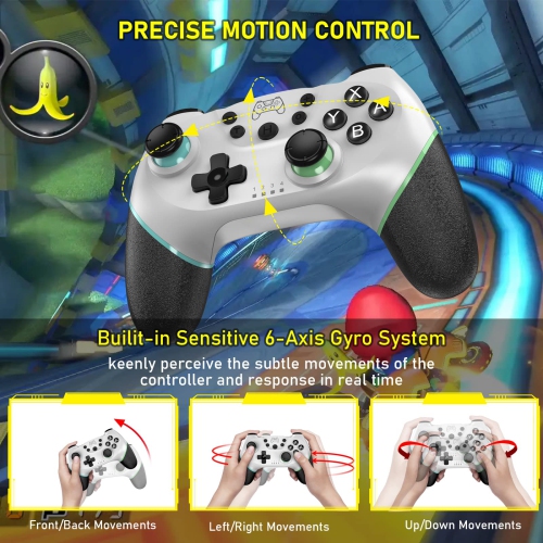 Wireless Switch Controller for Nintendo, Switch Pro Controller Compatible with Nintendo Switch/OLED/Lite, Switch Remote Gamepad with Joystick/Gyro &