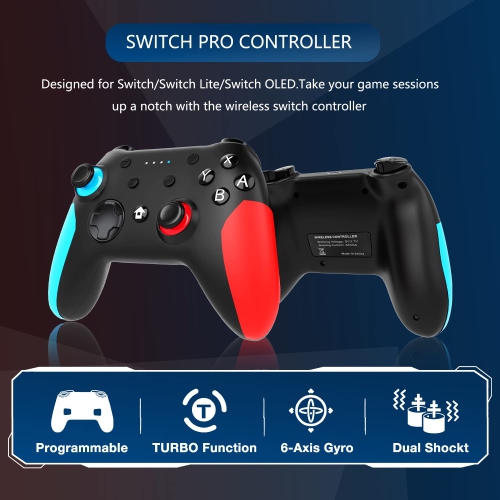 Switch Controller for Nintendo Switch Pro Controller for Nintendo Wireless Switch/Switch Lite Remote with Dual Vibration, Gyro Axis, Motion Support