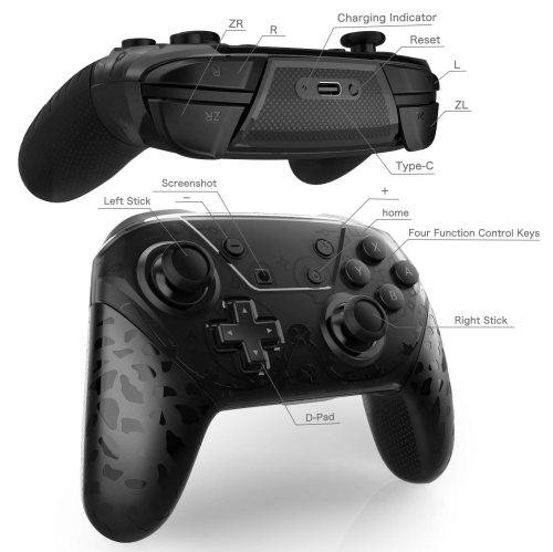 Wireless Pro Controller for Switch/Lite/OLED Controller, Switch Controller Gamepad Compatible with Switch Support Amibo, Wakeup, Screenshot and