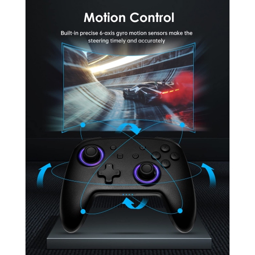 Wireless Switch Controller, Wireless Pro Controller for Switch Remote Gamepad with Joystick, Adjustable Turbo Vibration (Black-32)