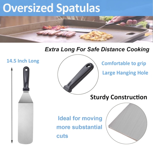 Griddle Accessories Kit, Professional Stainless Steel Flat Top Grill Cooking Kit, Perfect for Outdoor BBQ, Teppanyaki and Camping