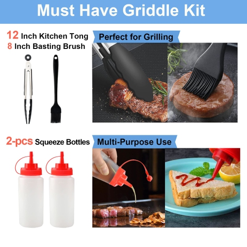 Griddle Accessories Kit, Professional Stainless Steel Flat Top Grill Cooking Kit, Perfect for Outdoor BBQ, Teppanyaki and Camping