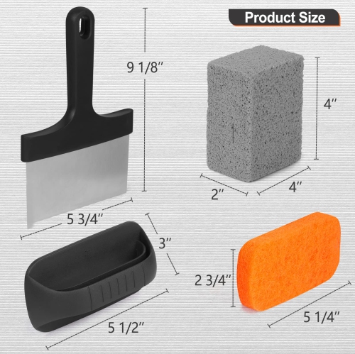 25 Piece Griddle Cleaning Kit for Blackstone, Easy to Clean on Hot or Cold Surfaces, Scraper and Handle Included