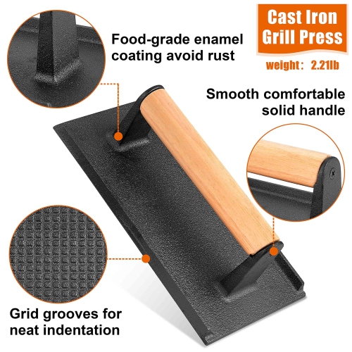 Cheese Melting Domes with Grill Press, 23cm & 30cm Basting Cover, Cast Iron Burger Press Cooking Bacon Meat, Griddle Accessories Kit for Outdoor BBQ