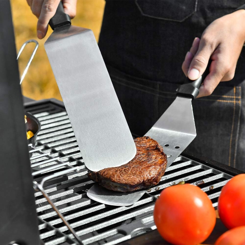 Griddle Accessories Kit-Stainless Steel Griddle Tools Set Including Grill Hibachi Flat Spatula/Griddle Scraper/Flipper Hamburger Turner-Griddle