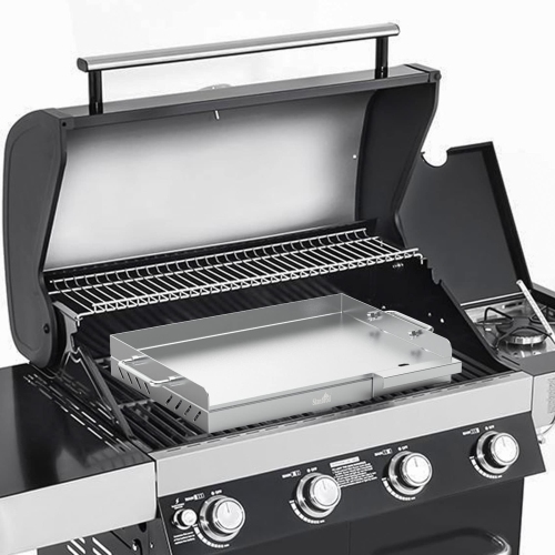 Universal Stainless Steel Grill Griddle with Even Heat Cross Bracing for BBQ Charcoal/Gas Grills, Camping, Tailgating, and Parties 18” x 13”