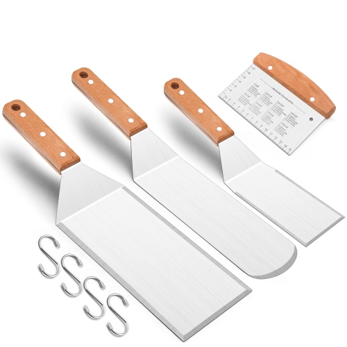 Anmarko Professional Spatula Set - Stainless Steel Pancake Turner and Griddle Scraper 4x8 inch Oversized Hamburger Turner Great for