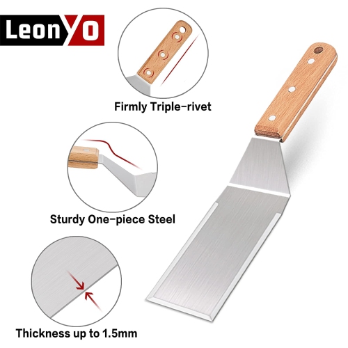 17 PCS Griddle Accessories, Stainless Steel BBQ Grill Accessories Tools with Hamburger Spatula Basting Cover Scraper Tongs, Metal Spatula Set for