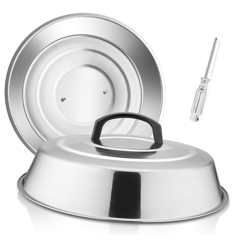 Cheese Melting Dome Set of 2, 12 Inch Round Basting Cover Metal Steam Cover, Stainless Steel Griddle Accessories for Flat Top Grill/Outdoor