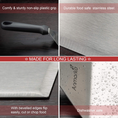 Ensemble professionnel de spatule en acier inoxydable – spatule à crêpes – spatule à hamburger et grattoir à plaque – ustensile en métal idéal pour