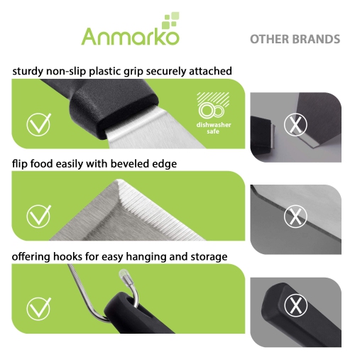 Metal Spatula Set Stainless Steel and Scraper - Professional Chef Griddle Spatulas Set of 6 - Heavy Duty Accessories Great for Cast Iron BBQ Flat Top