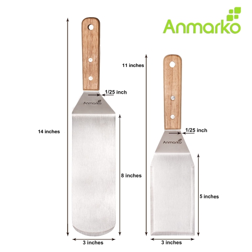 Professional Griddle Spatula Set - Stainless Steel Metal Spatula and Griddle Scraper - Heavy Spatula Griddle Accessories Great for Cast Iron Griddle