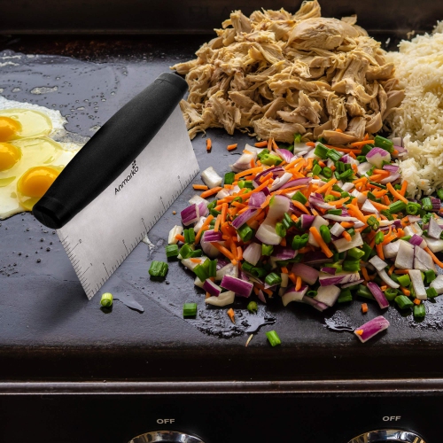 Metal Spatula Stainless Steel Scraper - Professional Chef Griddle Spatulas Set of 3 - Heavy Duty Accessories Great for Cast Iron BBQ Flat Top Grill