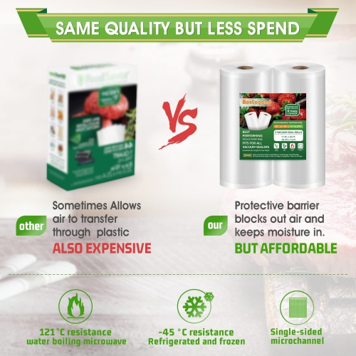 Vacuum Sealer Bags 11''x50', Food Saver Bags Rolls, Sac Sous Vide Alimentaire, Commercial Grade Vacuum Seal Bag for Meal Prep, BPA Free, Heavy Duty