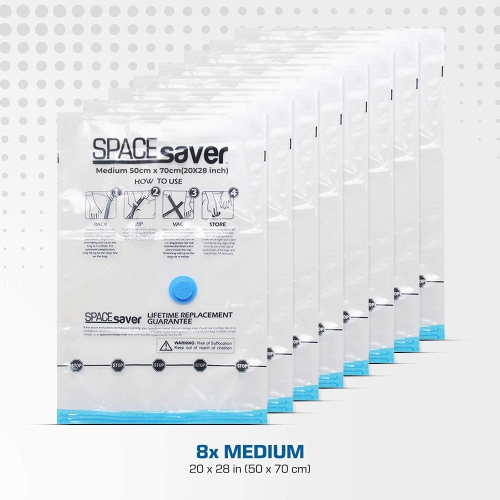 Premium Vacuum Storage Bags. 80% More Storage! Hand-Pump for Travel! Double-Zip Seal and Triple Seal Turbo-Valve for Max Space Saving!