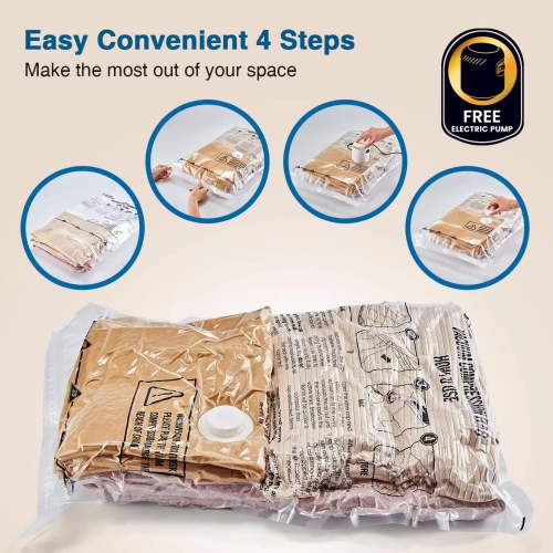 Vacuum Storage Bags with Electric Air Pump, 80% More Storage, Double-Zip Seal and Travel Vacuum Storage bags Electric Pump)