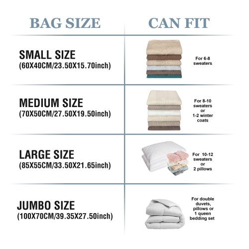 Vacuum Storage Bags, 10 Large Space Saver Bags Vacuum Seal Bags with Pump, Space Bags, Vacuum Sealer Bags for Clothes, Comforters, Blankets, Bedding