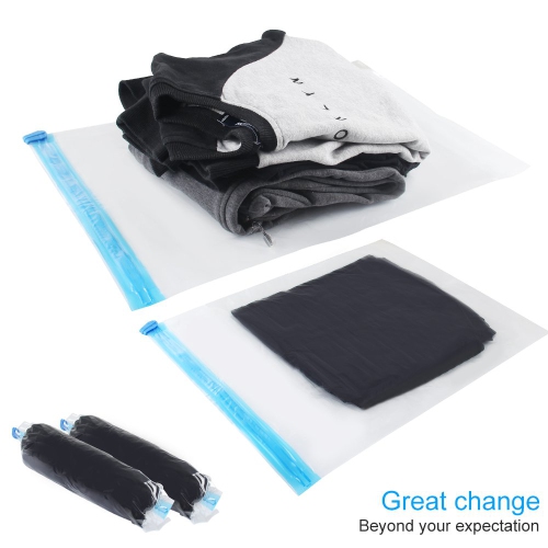 10Pack Travel Space Saver Bags, Reusable Vacuum Travel Storage Bag, Saves 75% of Storage Space, Roll-Up Compression, No Need for Vacuum Machine Or