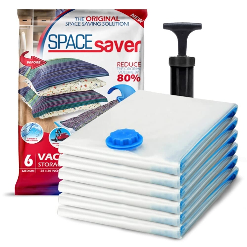 Premium Vacuum Storage Bags, Lifetime Replacement Guarantee, Works with Any Vacuum Cleaner, 80% More Storage Space! Free Hand-Pump for Travel!