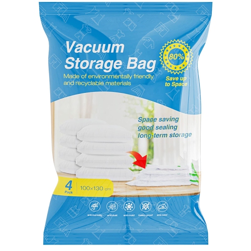 Vacuum Storage Bags Jumbo 4 Pack,Extra Large 130x100cm Space Bags for Clothes,Blankets,Comforters,Bedding