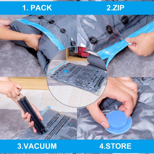 Vacuum Storage Bags 8 pack(4Jumbo, 4Large), Premium Space Saver bags for Clothes Duvets Blankets Pillows Comforters, travel storage.