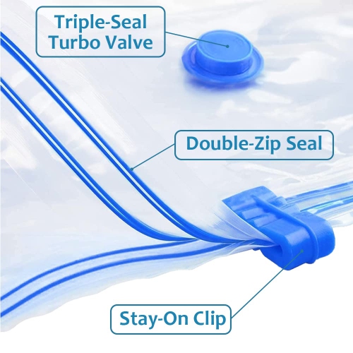 Vacuum Storage Bags, 10 Pack Reusable Space Bags with Free Hand Pump, Vaccumed Sealer Clothes Bags to Save 80% More Space for Pillows Clothes Duvets