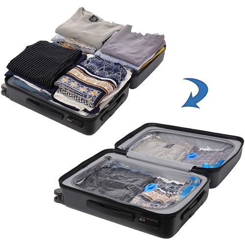 Vacuum Storage Bags, 10 Pack Reusable Space Bags with Free Hand Pump, Vaccumed Sealer Clothes Bags to Save 80% More Space for Pillows Clothes Duvets