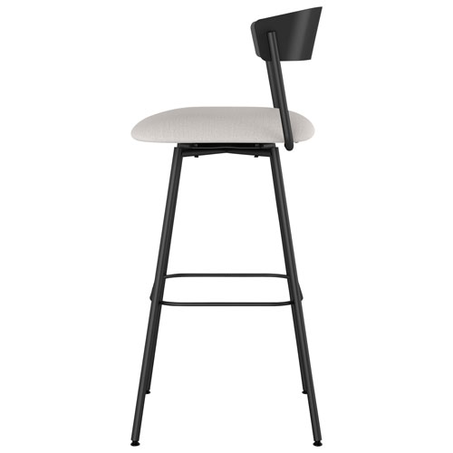 Tabouret de bar contemporain en polyester à hauteur de comptoir Ludwig - Gris pâle/Noir