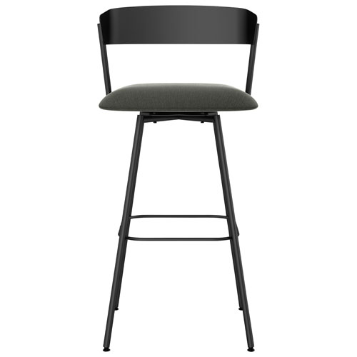 Ludwig Contemporary Polyester Bar Height Barstool - Charcoal Grey/Black