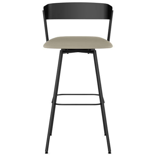 Ludwig Contemporary Faux Leather Bar Height Barstool - Greige/Black