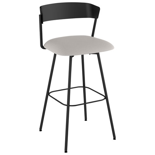 Image 1 of 8.. Ludwig Contemporary Polyester Bar Height Barstool - Light Grey/Black