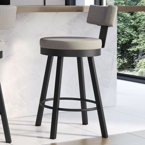 Morgan Contemporary Polyester Counter Height Barstool - Silver Grey/Black