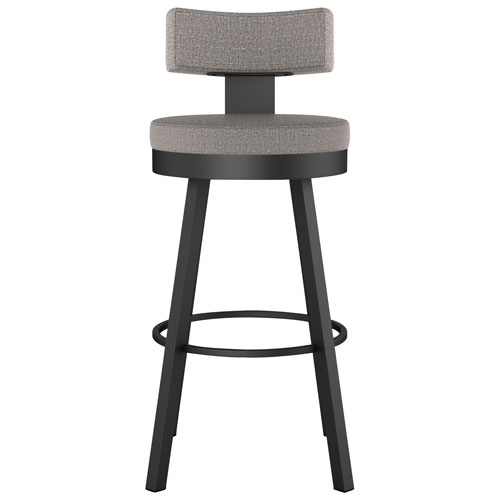 Morgan Contemporary Polyester Bar Height Barstool - Silver Grey/Black