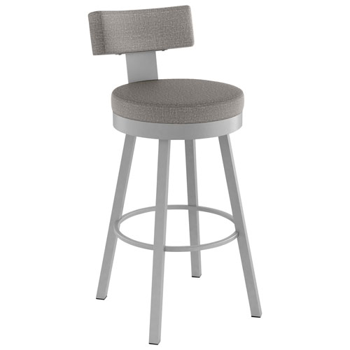 Image 1 of 8.. Morgan Contemporary Polyester Bar Height Barstool - Silver Grey/Shiny Grey