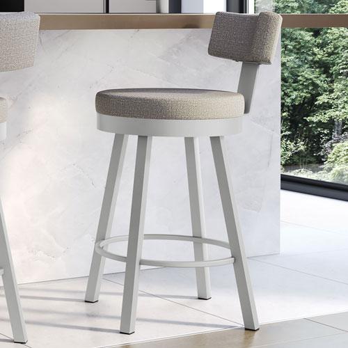 Morgan Contemporary Polyester Bar Height Barstool - Silver Grey/Shiny Grey