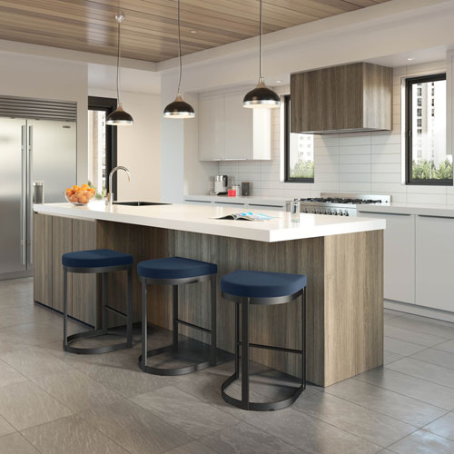 Tabouret de bar contemporain à hauteur de comptoir Lester - Bleu/Noir