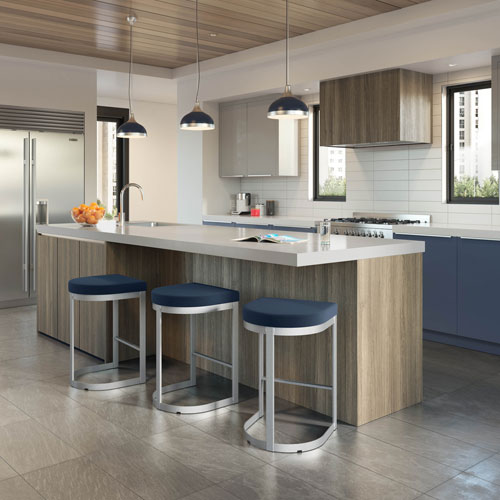 Lester Contemporary Counter Height Barstool - Blue/Shiny Grey